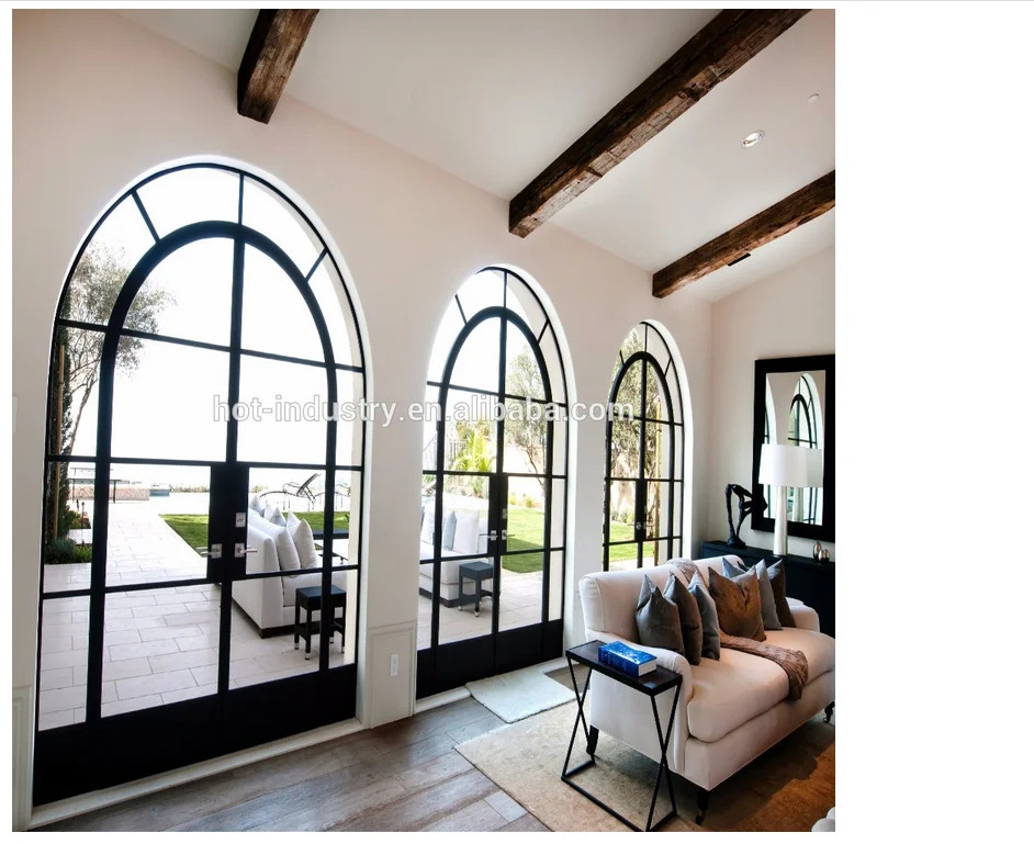 Iron Windowgrill Sash Windows Black Color Steel Casement Window With