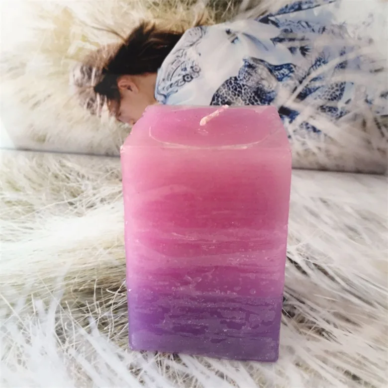Gradient Colored Beautiful Home Fragrances Paraffin Wax Pillar Candles