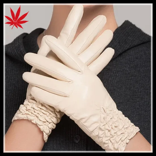 Ladies silk lined sheepskin nappa leather gloves