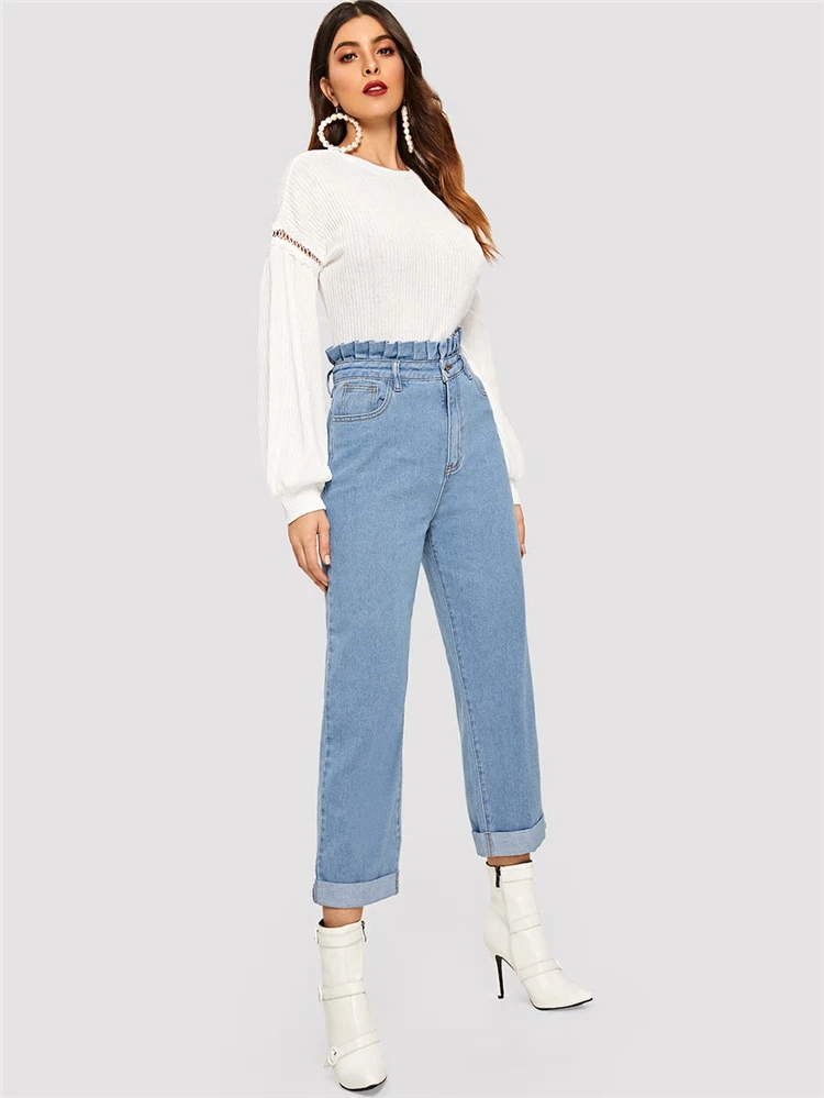 ultra high rise paperbag waist jeans