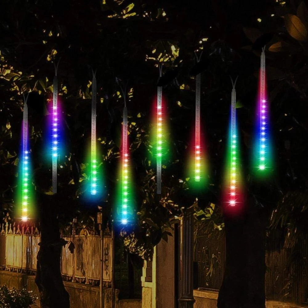 Romantic icicle stick night decoration weatherproof 10m 20 tubes RGB led meteor shower light