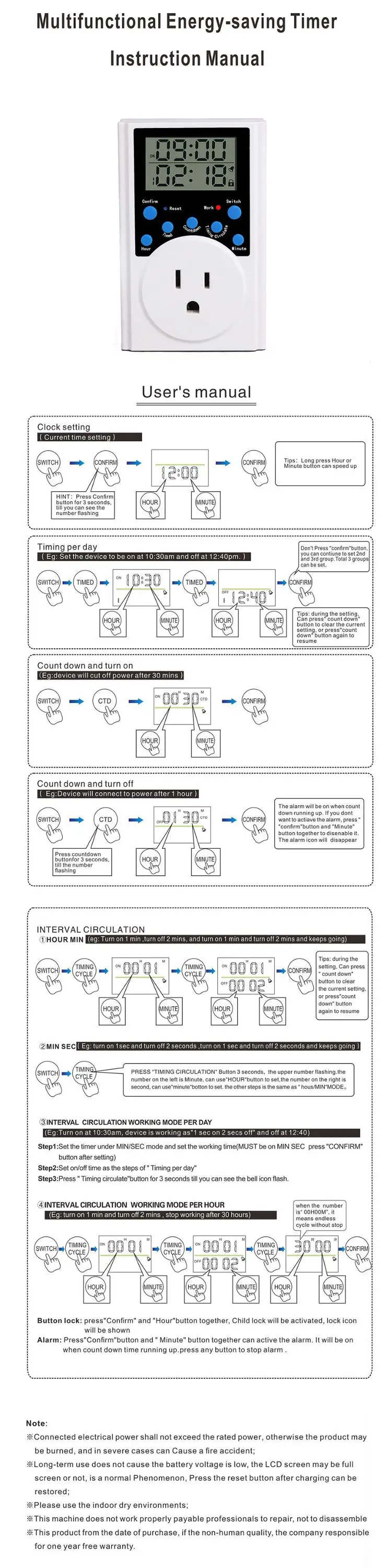 Programmable Plug-in Digital Timer Switch With 3-prong Outlet - Buy