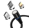 Cell Phone Cable Magnetic USB Charger 1M 3 in 1 USB Charging Data LED Metal Micro USB Function Cables Magnetic Phone Charge