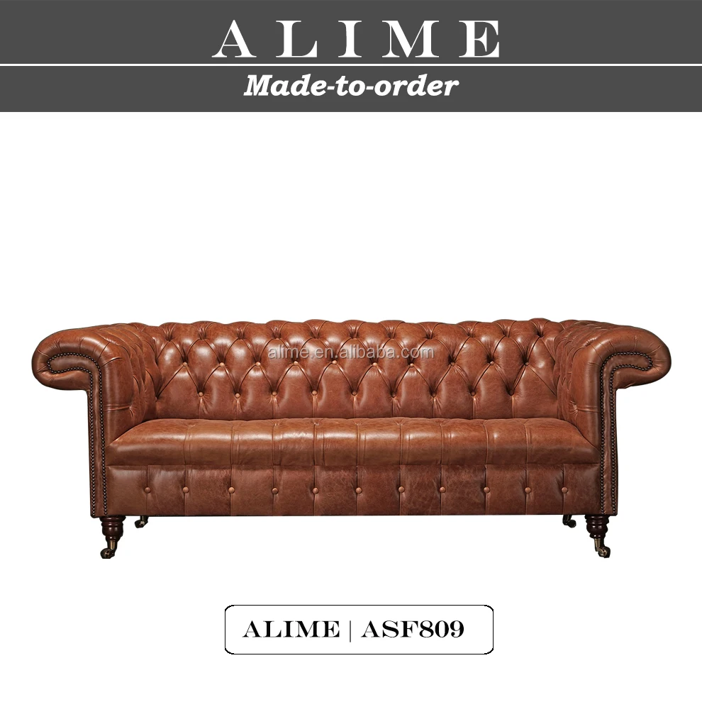 Alime Asf809 3 Bright Brown Italian Genuine Leather Sexy Sofa Set Luxury Chesterfield Couch View Sexy Sofa Set Alime Product Details From Jiangmen