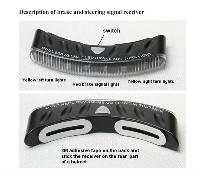 Waterproof LED wireless motorcycle helmet brake & turn signal light kit