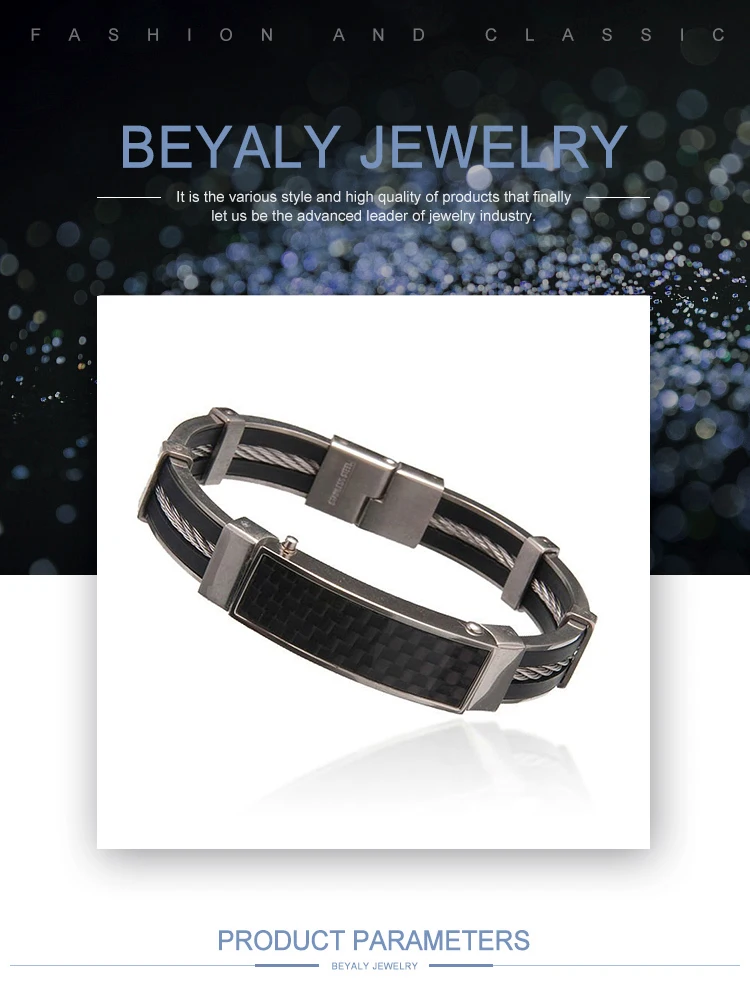 product-BEYALY-Black Polish Bracelet Easy Style Plain Cuff Bangle For Men-img