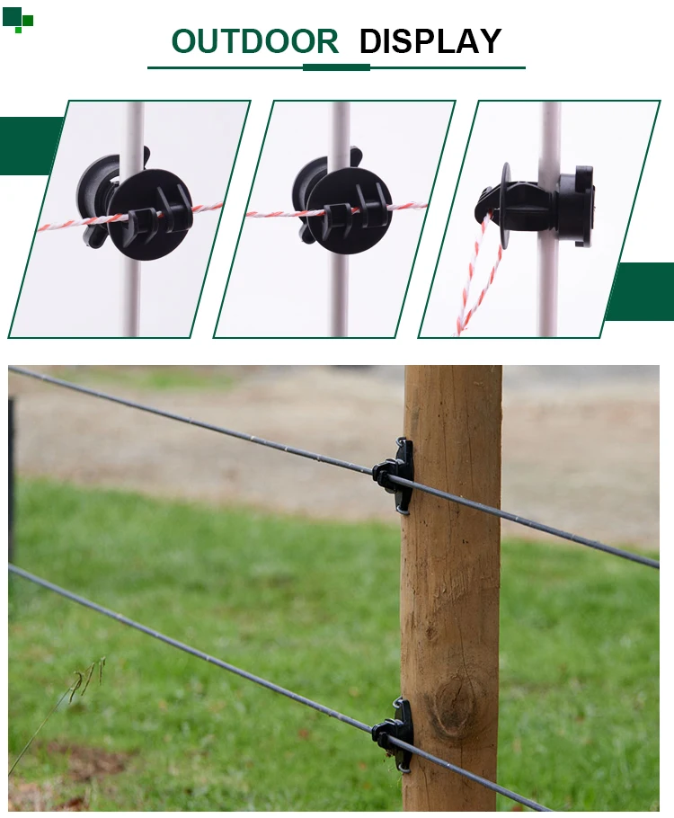 Heavy Duty Black Electric Fence Plastic Black Metal Rod Post Insulator ...