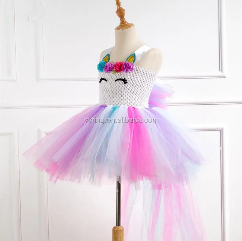 Fashion New Handmade Net Yarn Princess Tutu Skirt Children's Unicorn Cosplay Dress