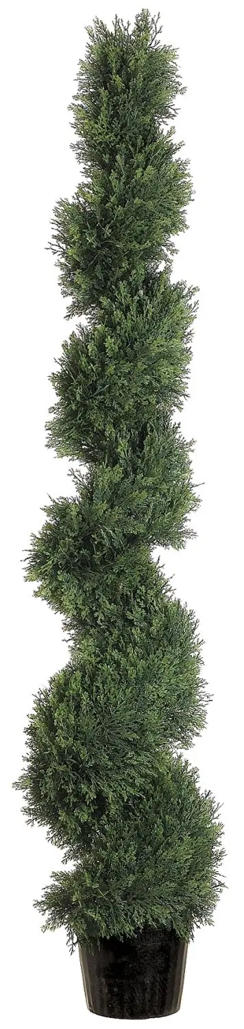 Silk Decor 5-Feet Spiral Cedar Topiary Plant, Green