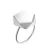 European Style Geometric Angle Silver square ring