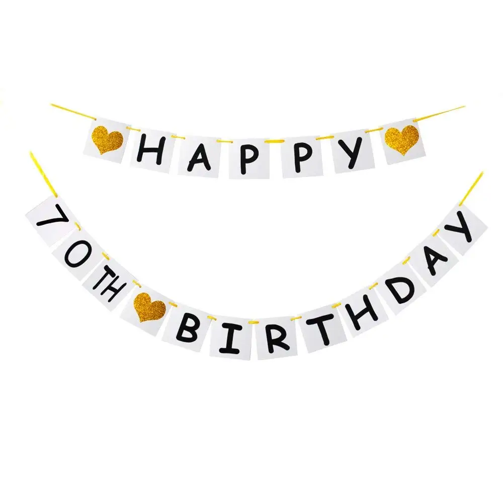 10.99. Happy 70th Birthday Banner, Birthday Party Sign Decorations. 