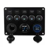 5 Gang ON-OFF Marine Toggle Rocker Switch Panel Waterproof with Digital Voltmeter 4.2A Dual USB Charger Cigarette Light