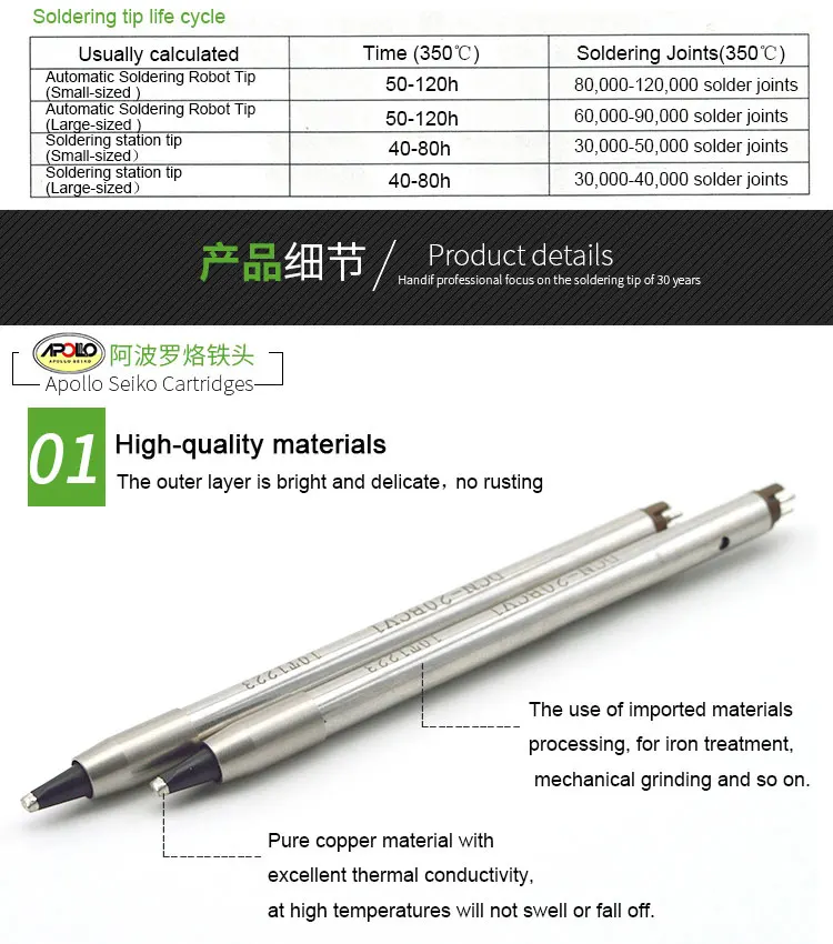 APOLLO Seiko DCN-10DV1 soldering iron tip for welding machine