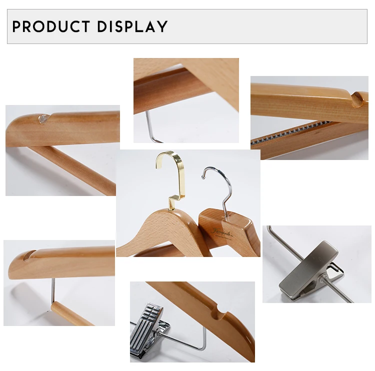 Guangzhou Custom Coat Black Wooden Hotel Clothes Hanger With Clips