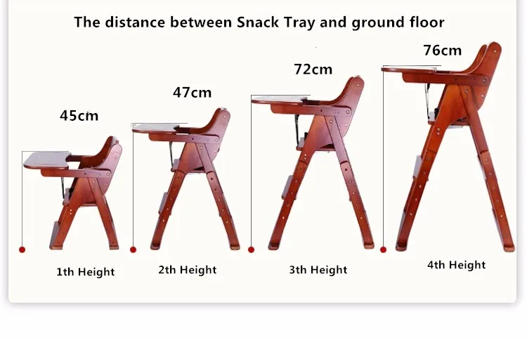 Folding Solid Wood Baby High Chair Height Adjustable Folding The Chair
