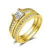 2018 Fashion Jewelry 18K Gold over Stainless Steel Crystal Ring