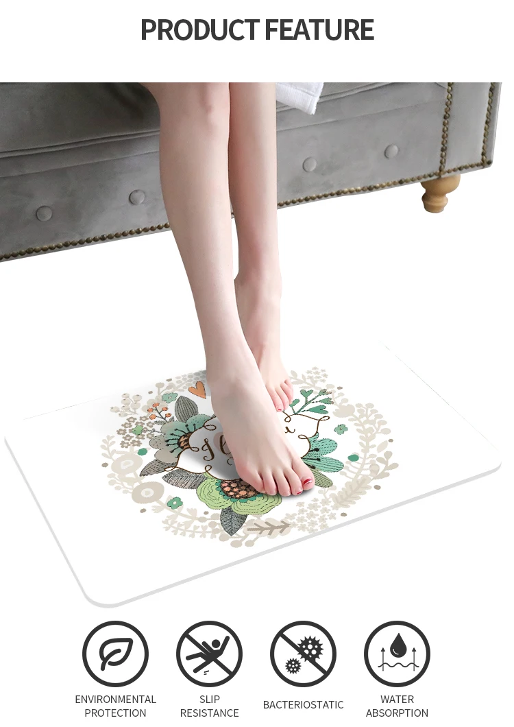 Non-slip absorption eco-friendly diatomite bath mat