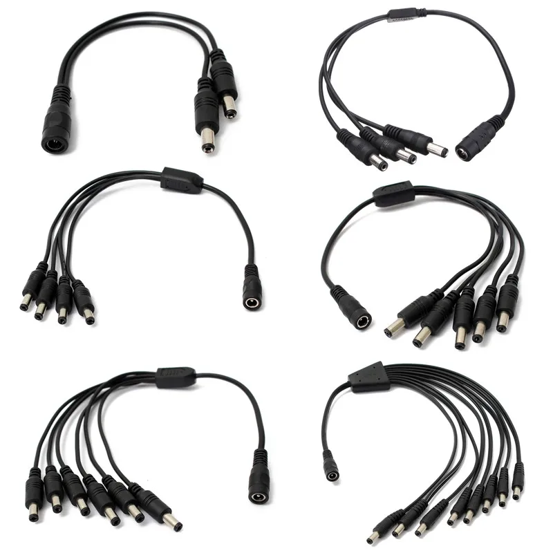 55 X 21mm 1 To 4 Female To Male Plug Dc Power Splitter Adapter Cable Cord For Cctv Camera Led 7484