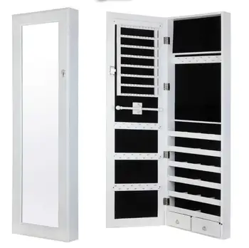 Modern Door Wall Mounted Jewelry Cabinet Mirror Organizer Storage