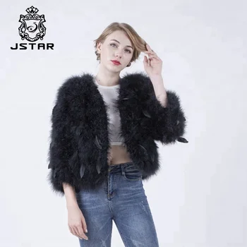 black ostrich feather jacket