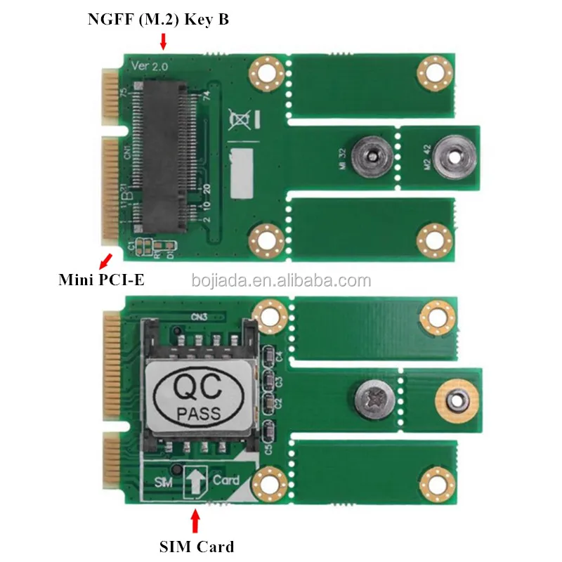 M.2 Ngff B Key To Mini Pci-e 52pin Mpcie Wireless Adapter Card Sim Slot ...