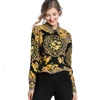 Wholesale in Stock European and American Women Vintage Print All Match Fashion Blouse