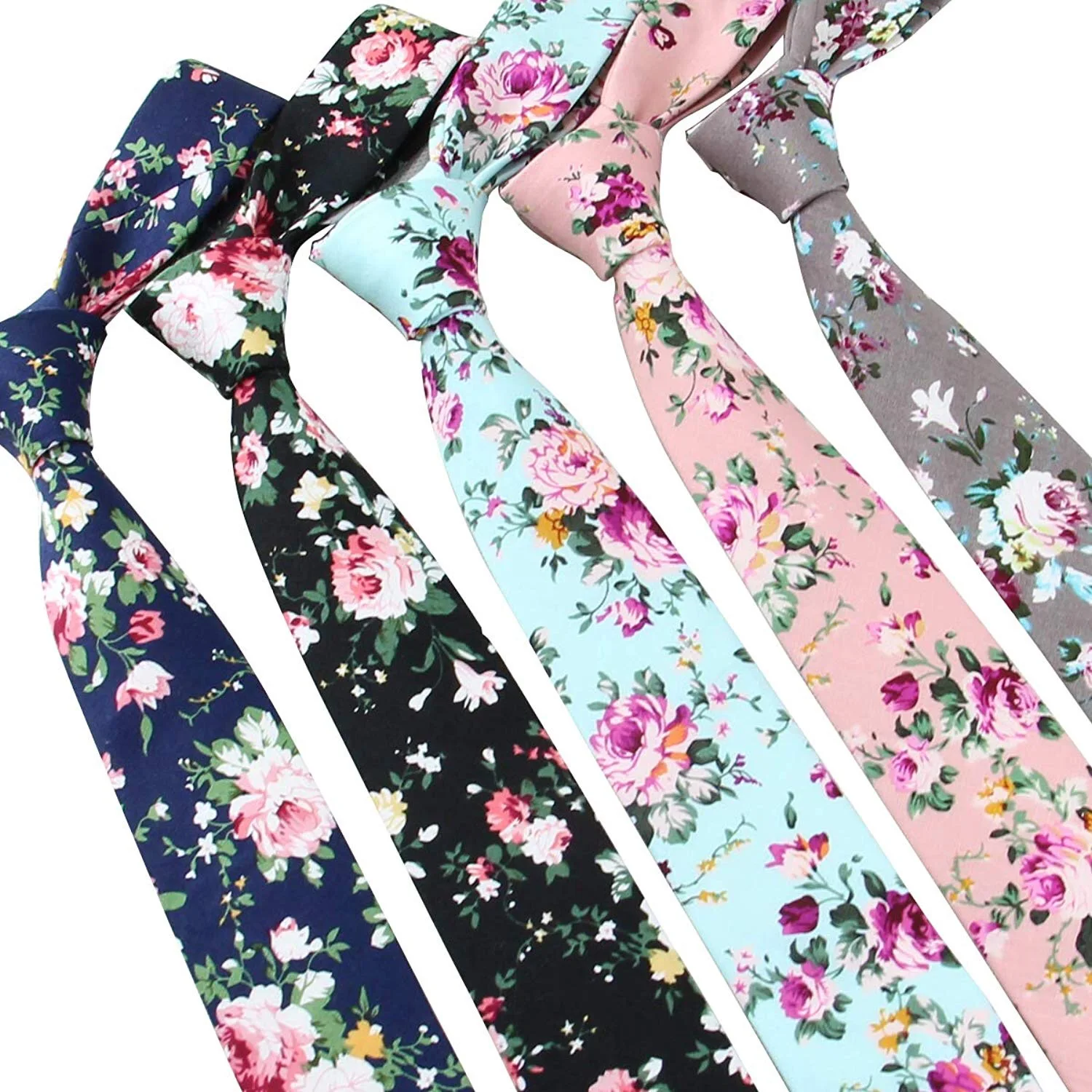 Men Fashion Cotton Slim Skinny Wedding Party Necktie Print Floral Ties Father