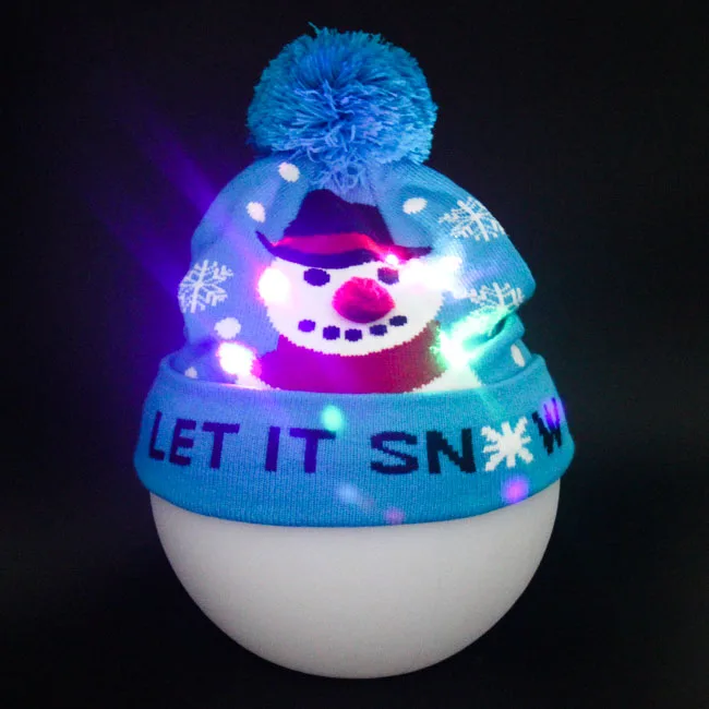 2023 New Year Gifts Custom Knitted Led Light Up Winter Snow Hats Led Christmas Hats Buy Led