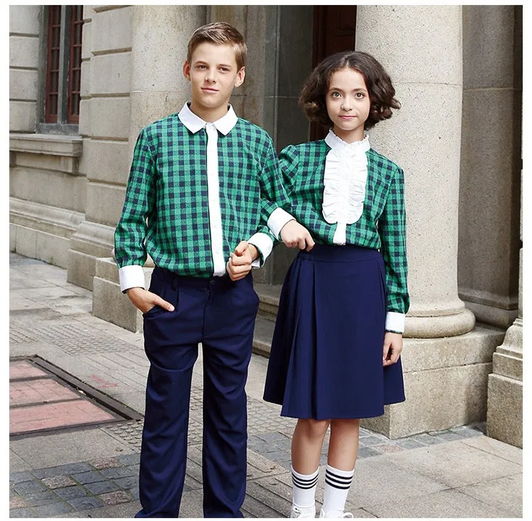 Custom New Style Green Plaid Private School Uniform Shirt - Buy School ...