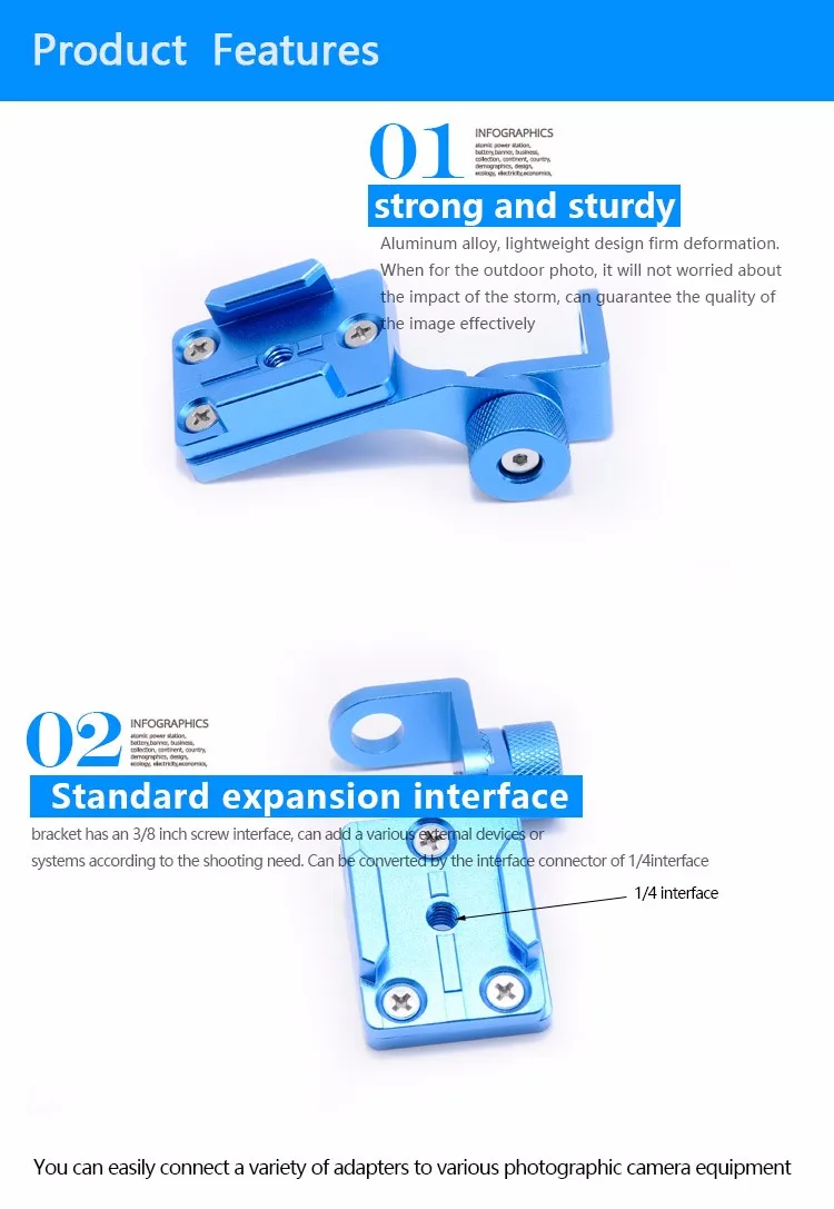 Aluminum Alloy CNC Machining Universal Camera Car Holder Car Accessories, Hot New Products for 2016