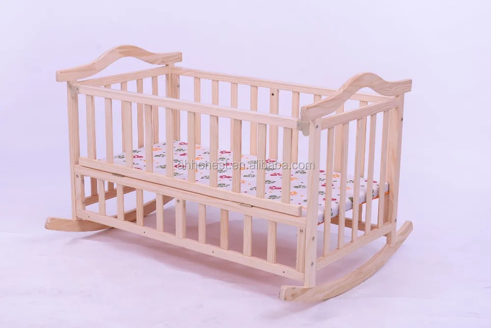 White Solid Wood Baby Bed Swinging Crib Baby Crib Hn 610 View