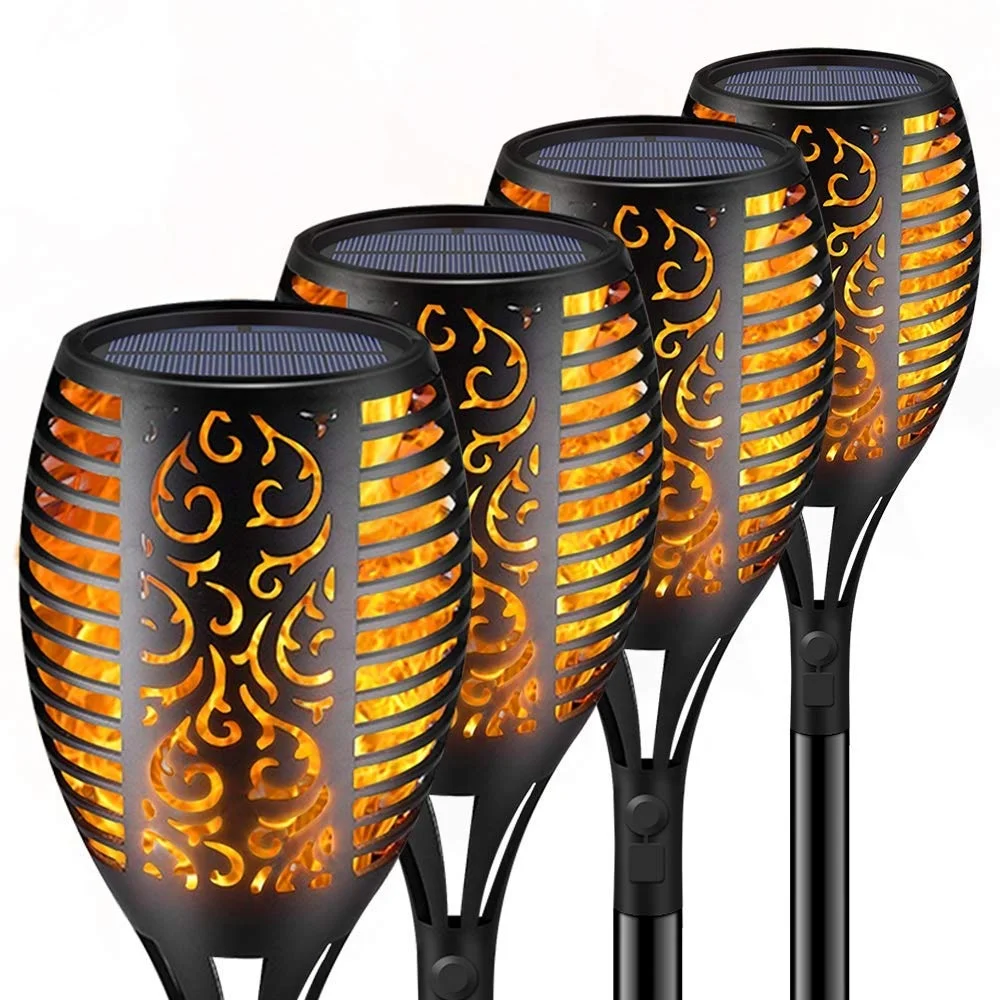 96LED Solar Chandelier Flickering Flame Lights Outdoor Hanging Lanterns Garden Decoration Lamp