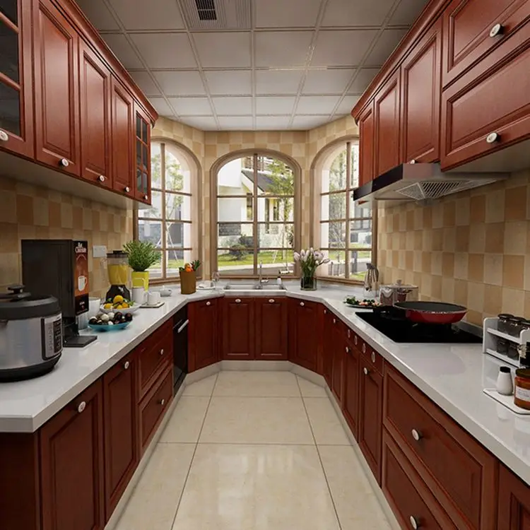 Modern solid wood kitchen cabinets with affordable price from China