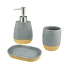 Grey Cement Concrete Effect 3 pcs Resin Bathroom Accessories Set