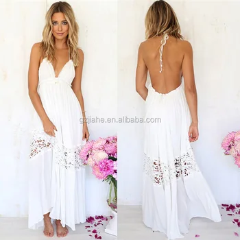 Femmes Chaudes De Soirée En Dentelle Blanche Plage Dété Dos Nu Longue Robe Buy Dentelleplage Détédos Nu Product On Alibabacom