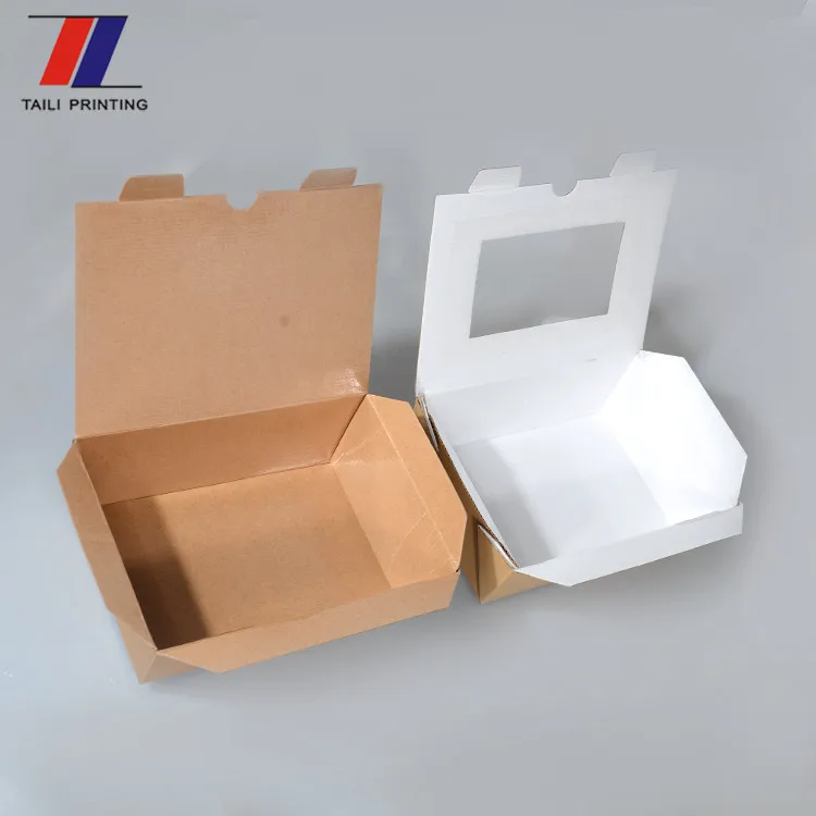 Kraft Corrugated Cardboard Food Box Disposable Take-out Paper Food Box ...