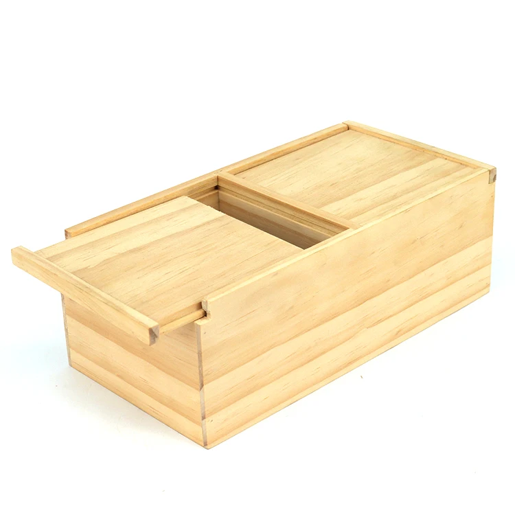 unfinished wood box with divider