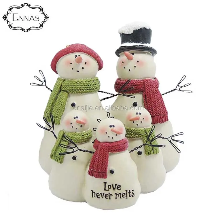 Love never snowmen with three children resin figure  snowmen Christmas decoration supplies