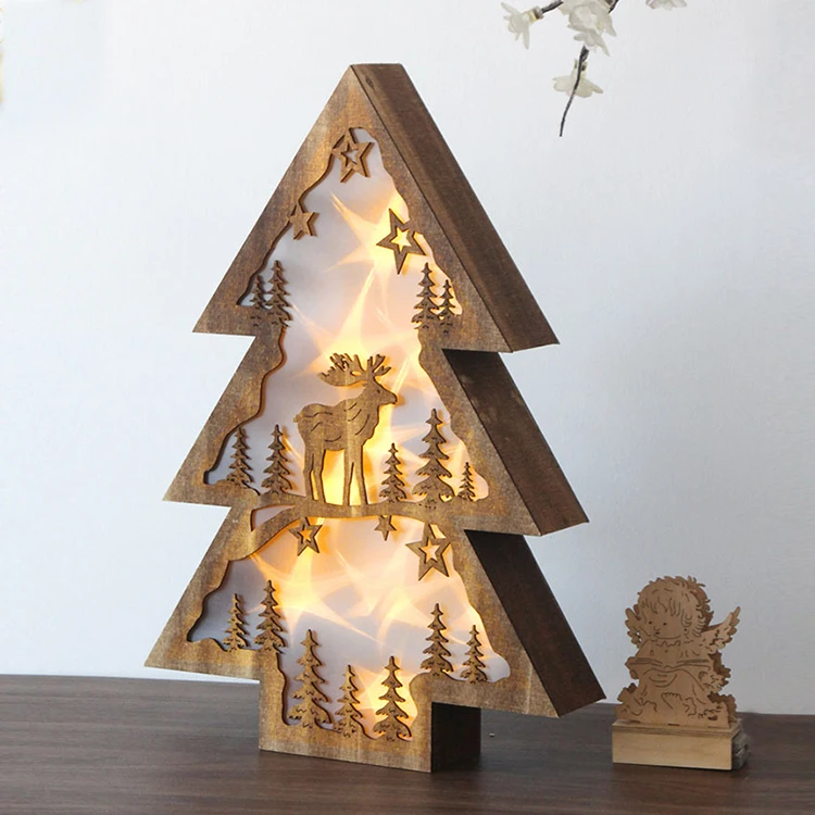 Small Christmas Holiday Decoration Wooden Led Light - Buy Wooden Led ...