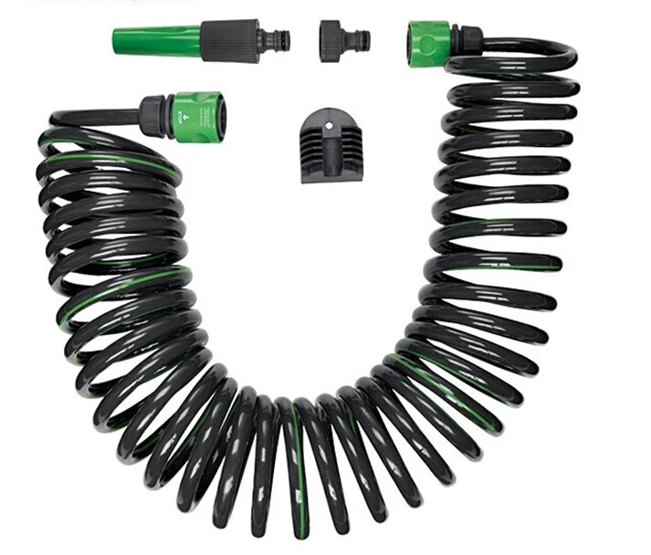 Pu Hose Coiled Spiral Pipe Stretch Garden Hose With Nozzle Buy