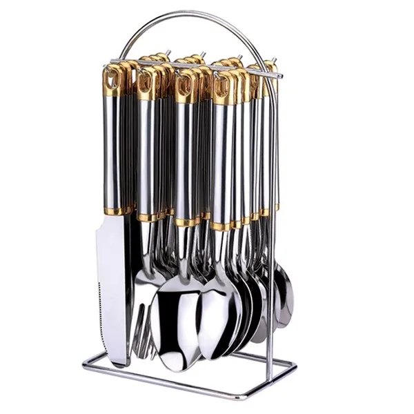 Red 20pcs Flatware Set Dining Silverware Kitchen Gift Hanging Rack Wire