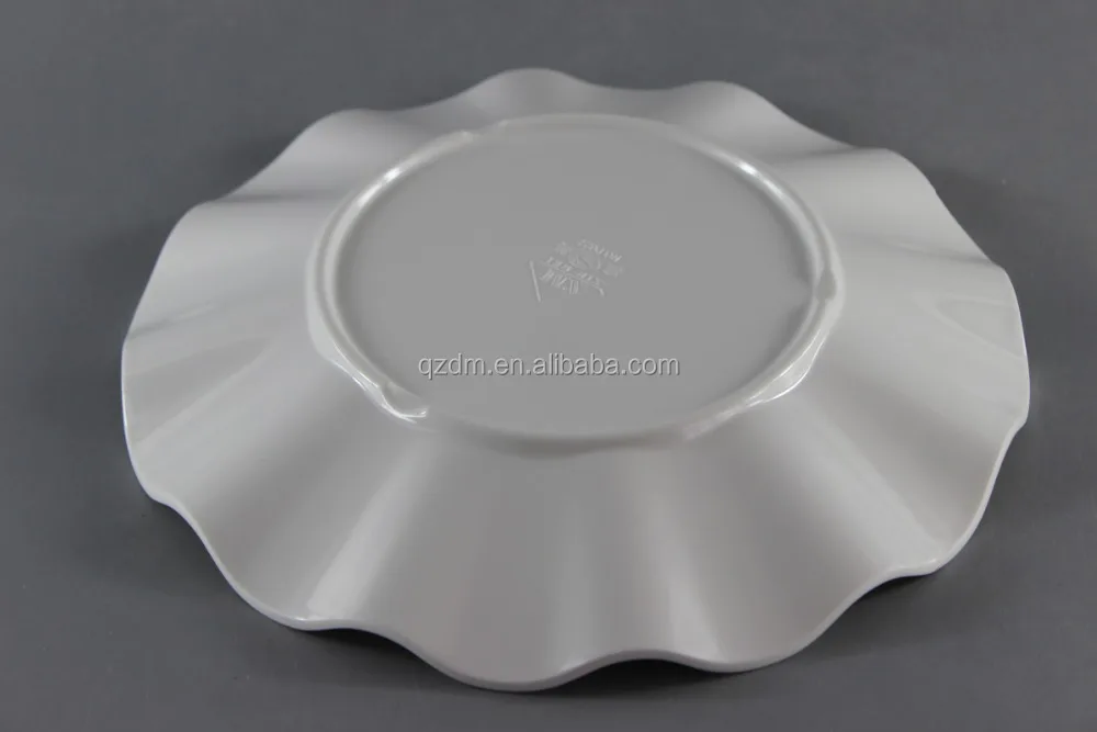Wavy Edge Melamine Flower Plate,Decorative Flower Edge Round Plate