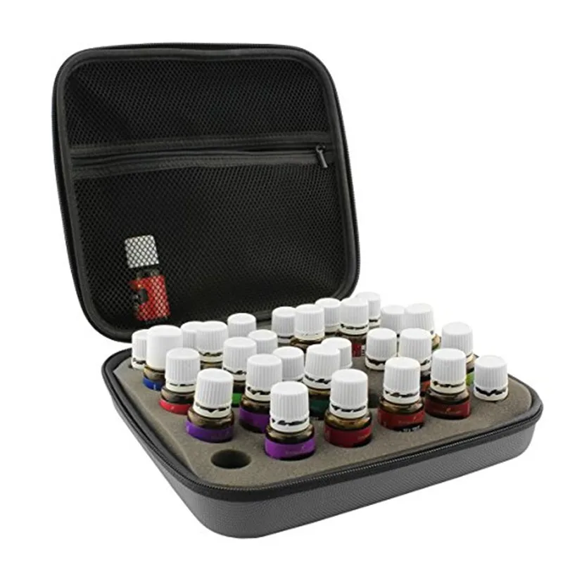 Essential Oil Carrying Case Holds 30 5ml/10ml/15ml Bottles; Gray Nylon