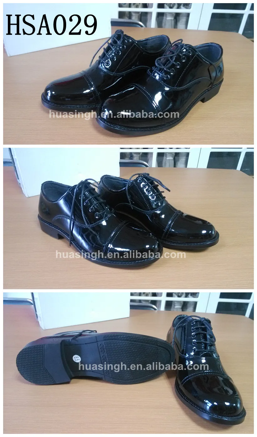 Wholesale Black Shiny Leather Formal Uniform Dress Shoes For Air Force