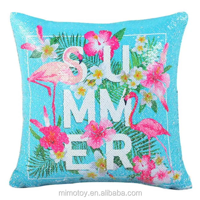 Any Name Magic Reveal Mermaid Personalised FLAMINGO Sequin Cushion 
