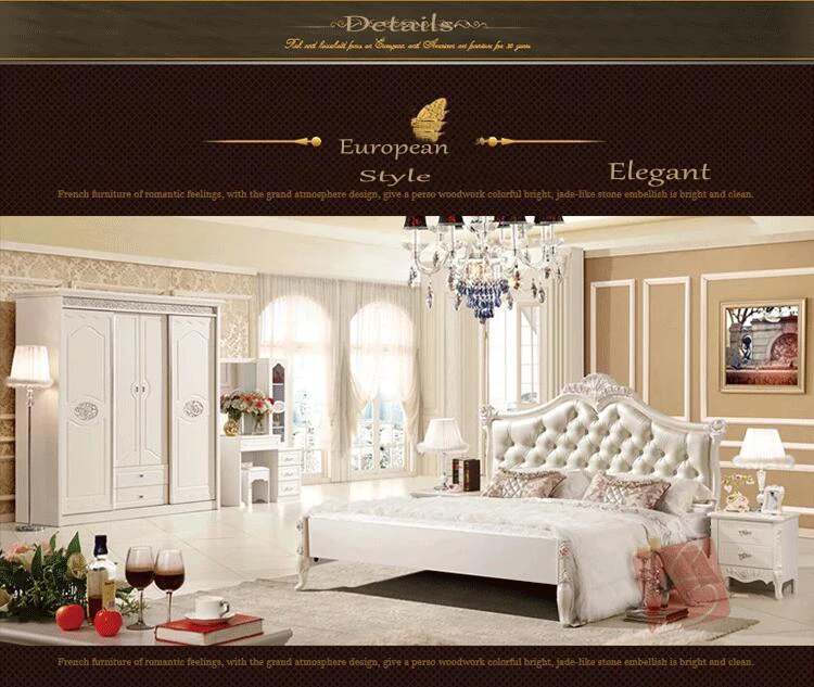 modern european solid wood bed Fashion Carved 1.8 m bed french bedroom furniture pfy10035