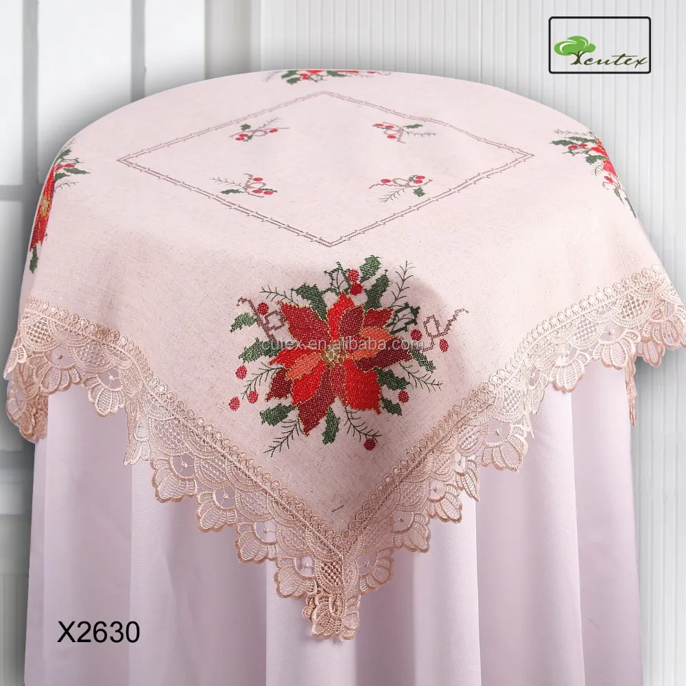 Xmas Embroidered Square Cream Tablecloth Buy Square Cream Tablecloth