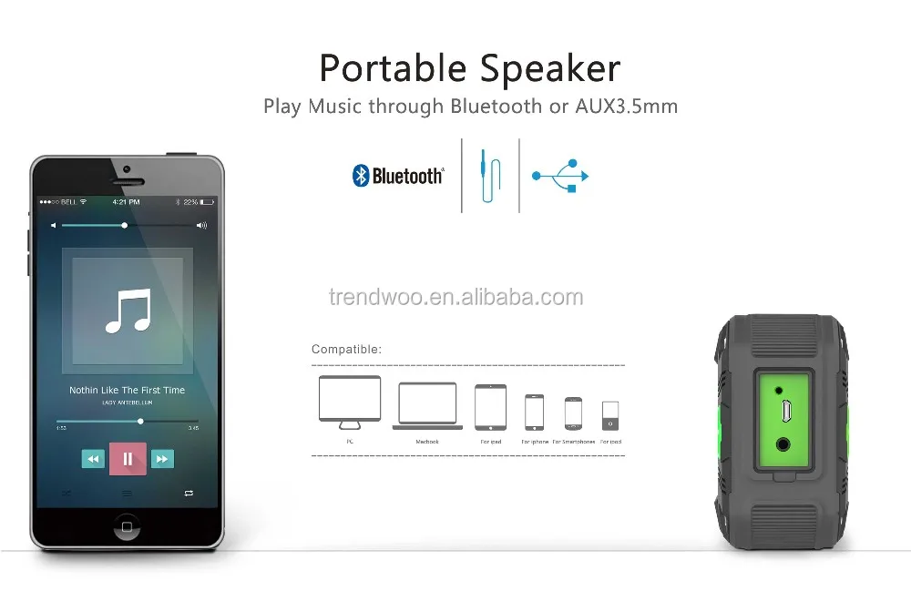 Trendwoo Krakenl Bluetooth Speaker Ip65 Rugged Waterproof Wireless