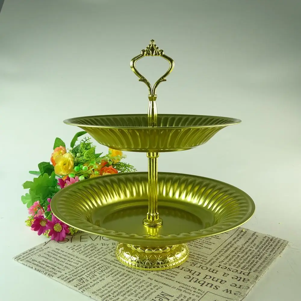 Cheap Bulk Wholesale Round 2tiers Metal Wedding Gold Cake Stand Buy