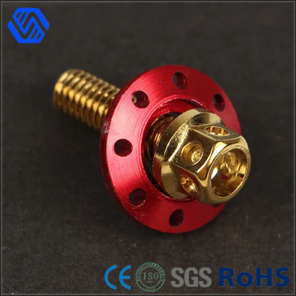 Wheel Hex Flange Allen titanium bolt with colored washer